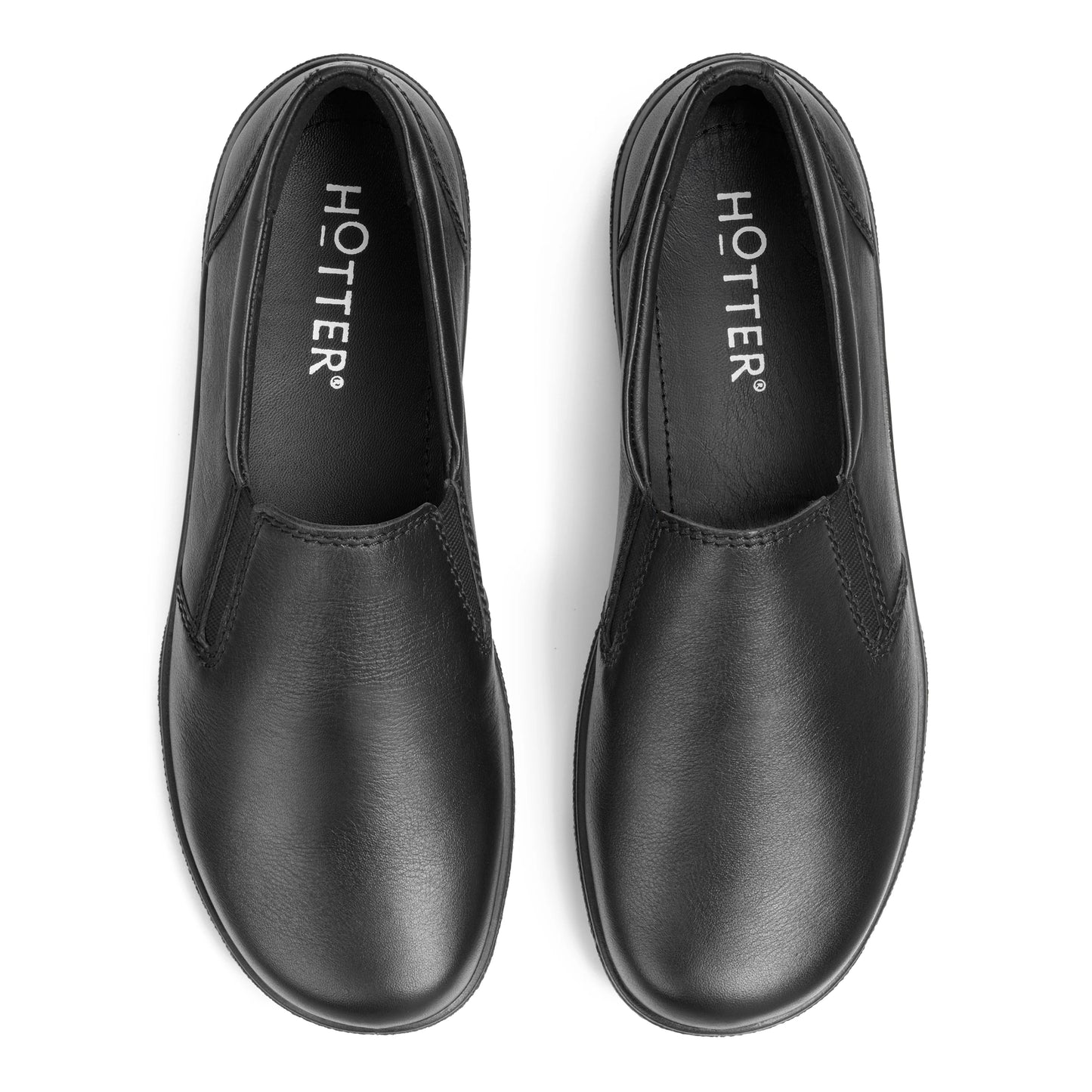 Hotter Glove Black Leather Wide Fitting Slip On shoe