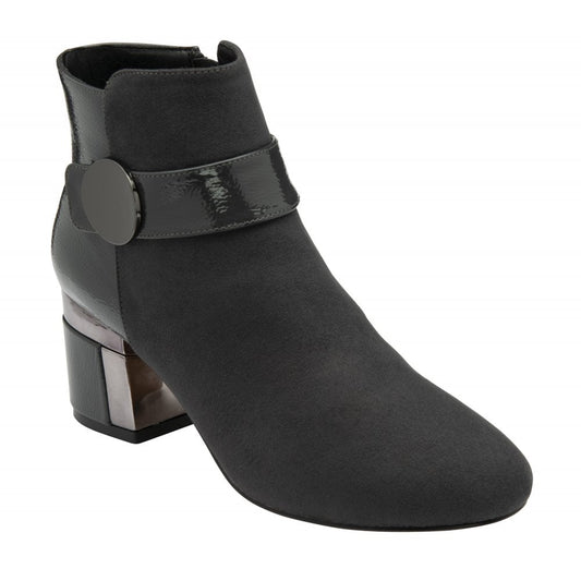 Lotus Kirsty GREY Smart Block Heel Zip Ankle Boot