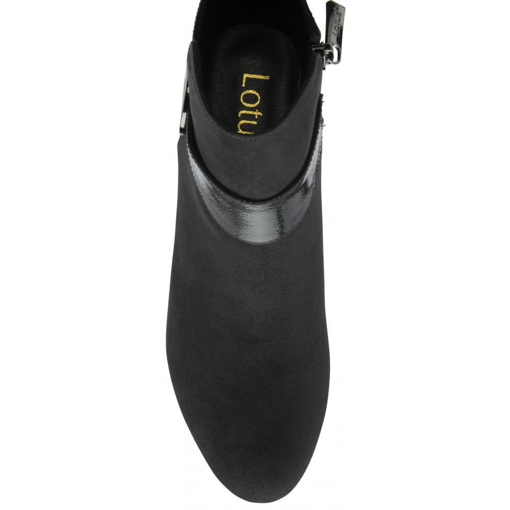 Lotus Kirsty GREY Smart Block Heel Zip Ankle Boot