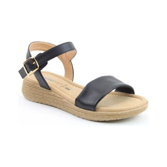 Heavenly Feet Sandal Sara Wide fitting Vegan friendly casual sandal  BLACK