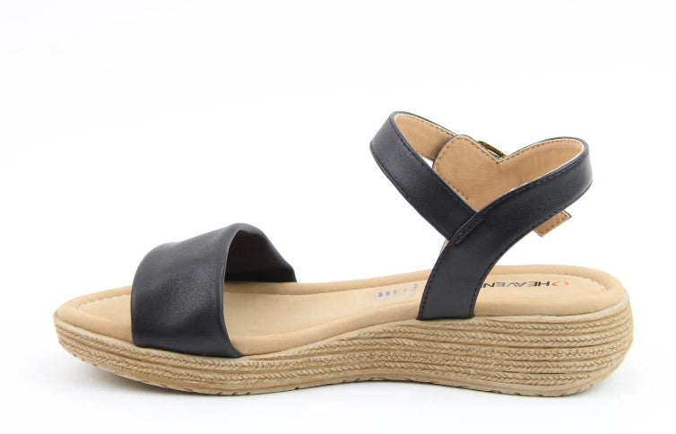 Heavenly Feet Sandal Sara Wide fitting Vegan friendly casual sandal  BLACK