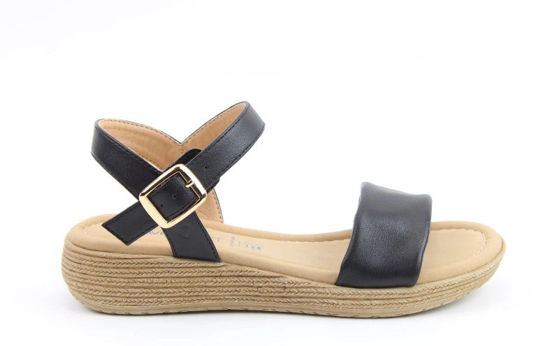 Heavenly Feet Sandal Sara Wide fitting Vegan friendly casual sandal  BLACK