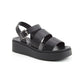 Heavenly Feet Vegan Friendly Wedge Sandal Swale BLACK