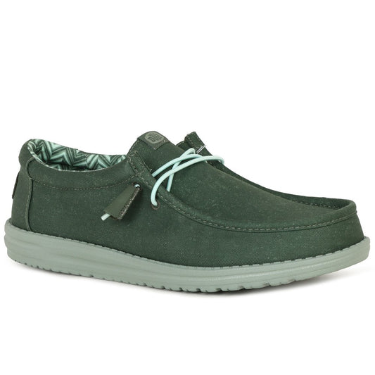 Hey Dude Wally Stretch Green Slip On Canvas Shoe