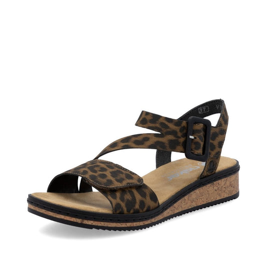 Rieker V3660 touch Fastening Leopard Print Sandals  V3660-90