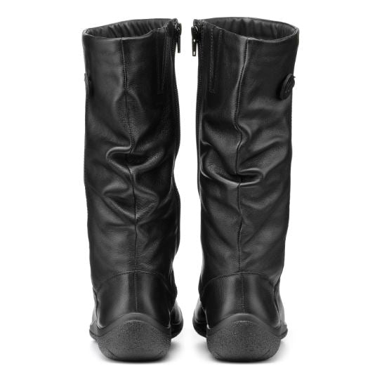 Hotter Boot Derrymore Long Flat Extra Wide Boot with Zip BLACK