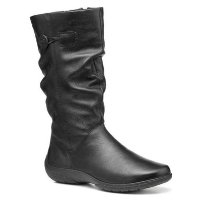 Hotter Boot Derrymore Long Flat Extra Wide Boot with Zip BLACK