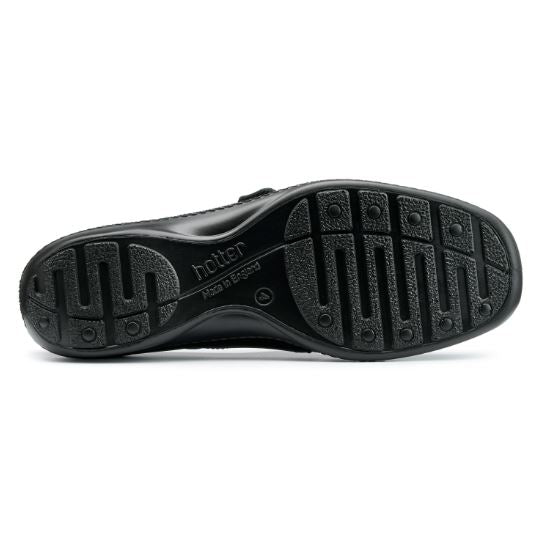 Hotter Shoe CHARITY Touch Fastening leather bar shoe WIDE FIT BLACK 