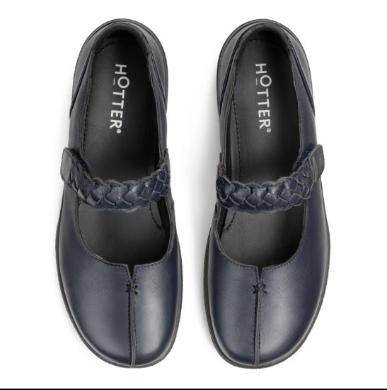 Hotter Shoe  Shake Leather Wide Fitting Bar Shoe NAVY WIDE