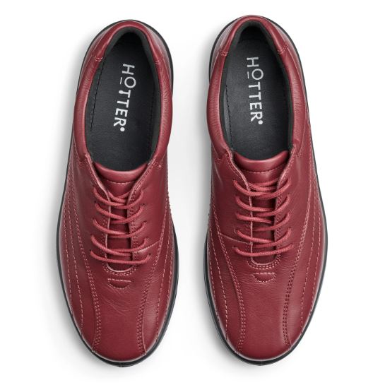 Hotter Shoe Tone Red Extra Wide Leather Lace up Shoe RED WIDE