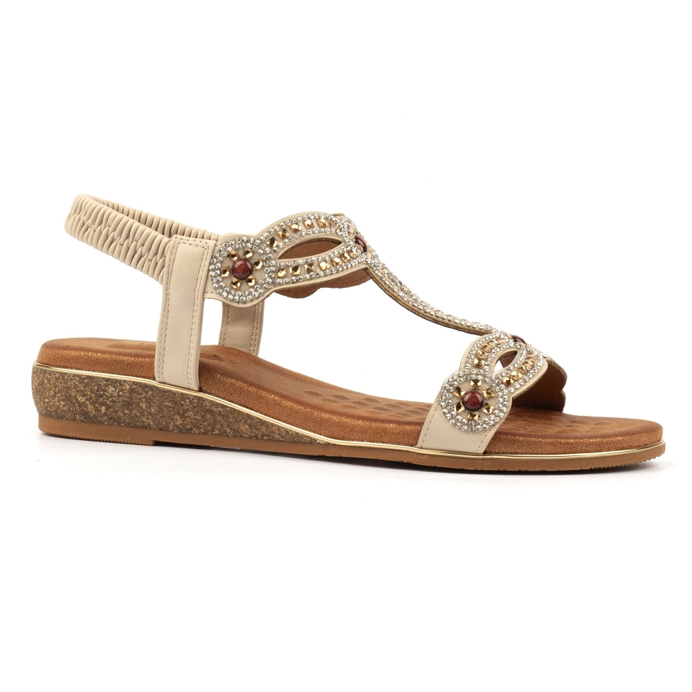 Lunar Wide Fit Sandal Indigo JLH616BG BEIGE