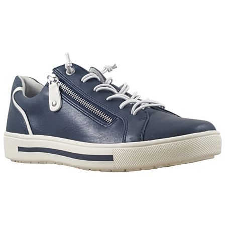Jana Wide Fit Trainer With Zip and Laces  23660 NAVY
