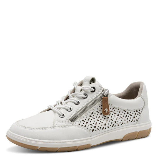 Jana 23665-44 WHITE Wide Fitting Trainer with Laces and Zip