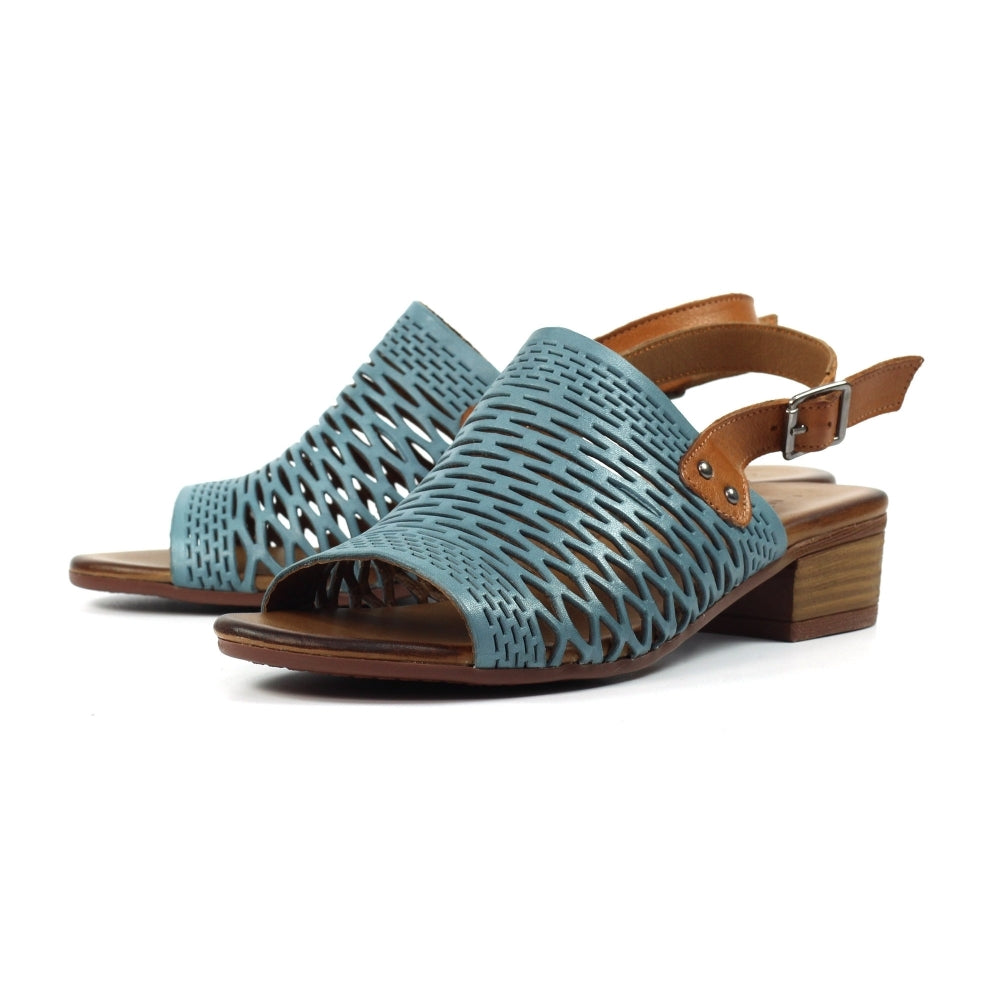 Lunar Sandal Jessica Soft Leather Low Heel Sandal JLV001BL BLUE