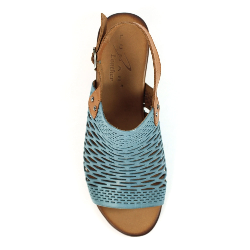 Lunar Sandal Jessica Soft Leather Low Heel Sandal JLV001BL BLUE