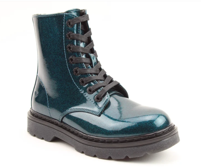 Heavenly Feet Justina OCEAN GLITTER 8 Eyelet lace Boot with Zip