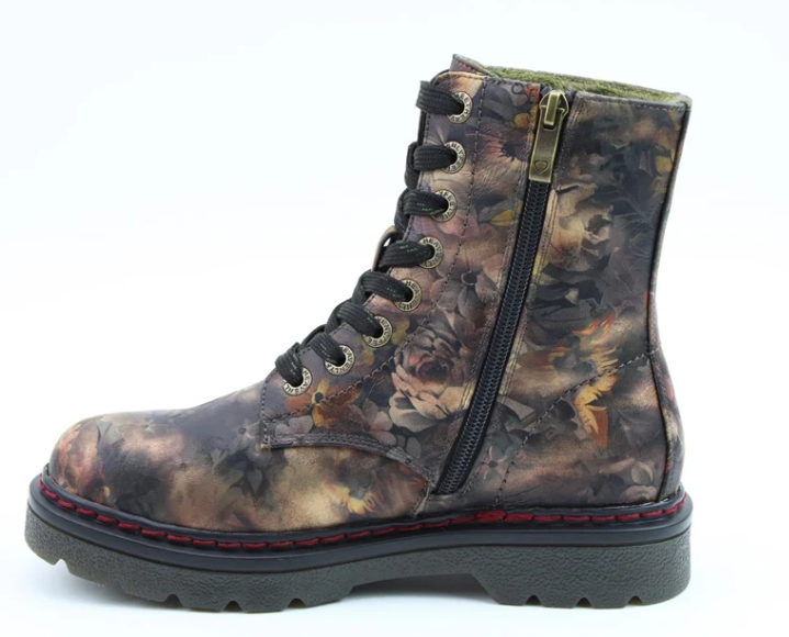 Heavenly Feet Justina Peony FOREST Green 8 eyelet Boot With Zip