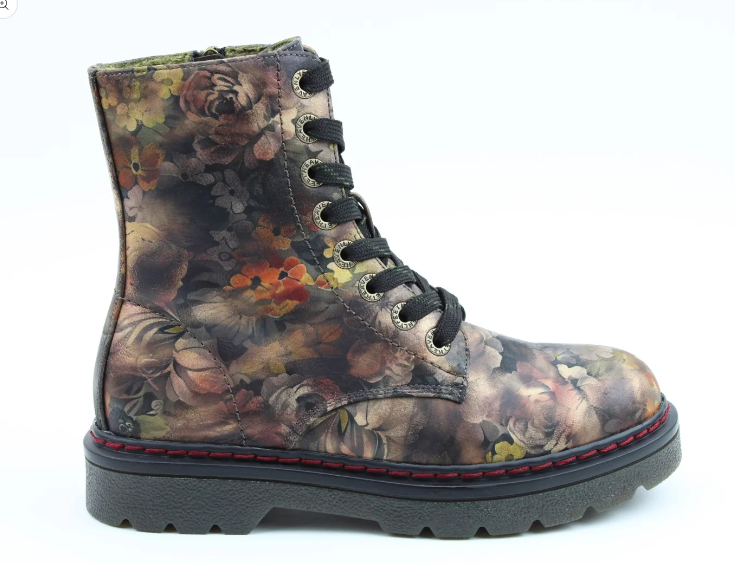Heavenly Feet Justina Peony FOREST Green 8 eyelet Boot With Zip