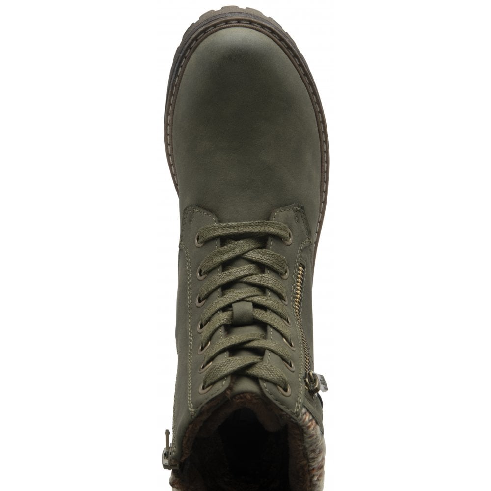Lotus Stefani Khaki Waterproof Lace up Boots with Zip