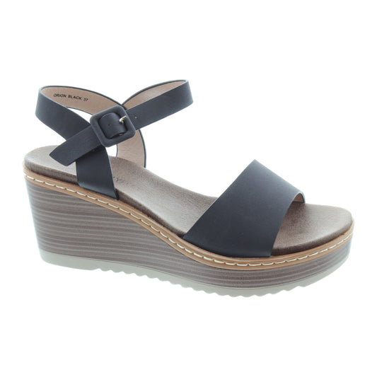 Heavenly Feet Orion BLACK Wedge Sandal
