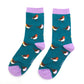 Miss Sparrow Multicolour Robin Socks TEAL SKS264