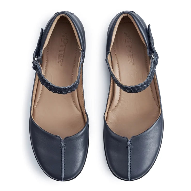 Hotter Lake NAVY Leather Bar Shoe