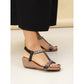 Lunar Macie BLACK Gemstone Wedge Sandal JLH492PW