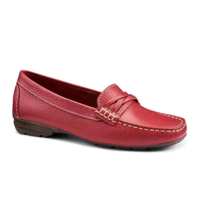 Red leather slip on loafer discount