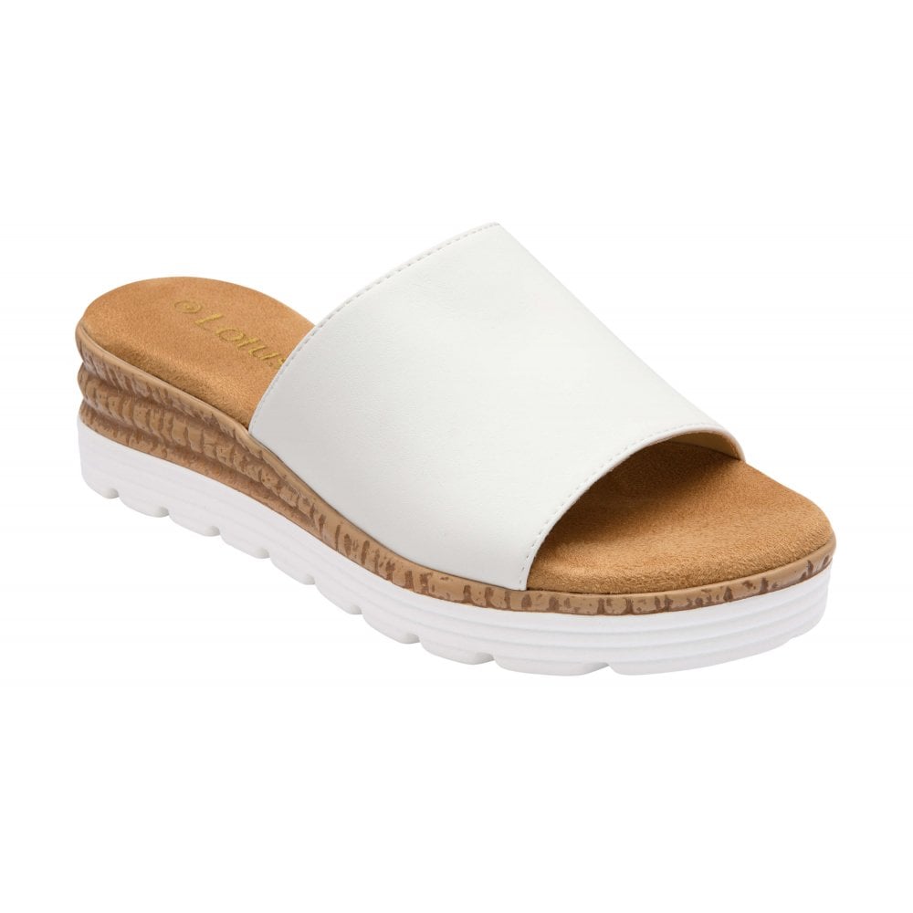 Lotus Pandora WHITE Wedge Mule Sandal ULP416