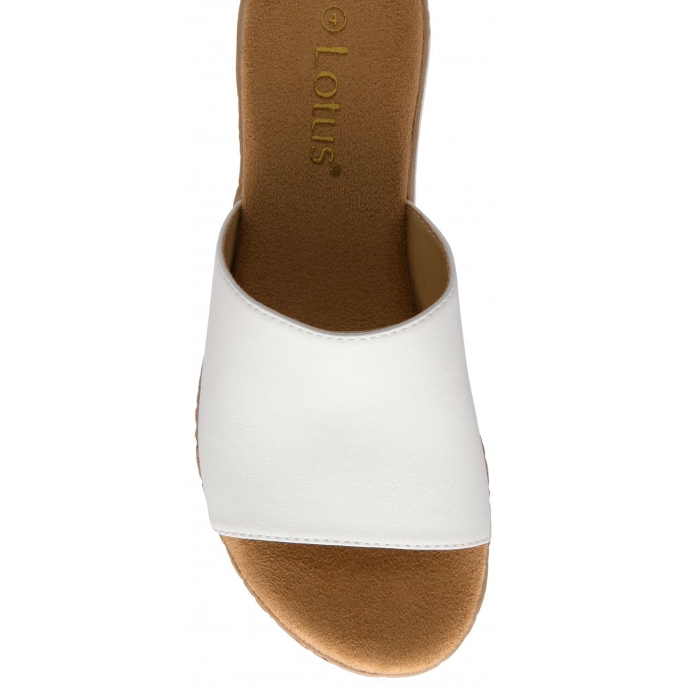 Lotus Pandora WHITE Wedge Mule Sandal ULP416