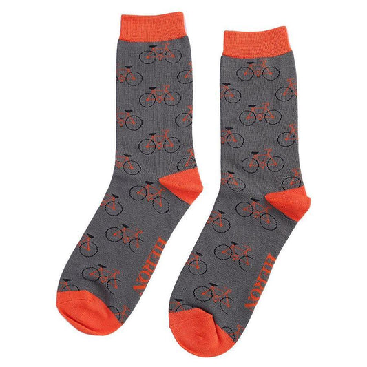 Mr Heron Bike Stripe GREY Quality Bamboo Socks MH168