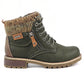 Lunar Millie OLIVE Green Lace Up ankle boot with zip GLB123 OL