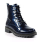 Lunar Nala NAVY Patent Lace up ankle boot with Zip GLW011