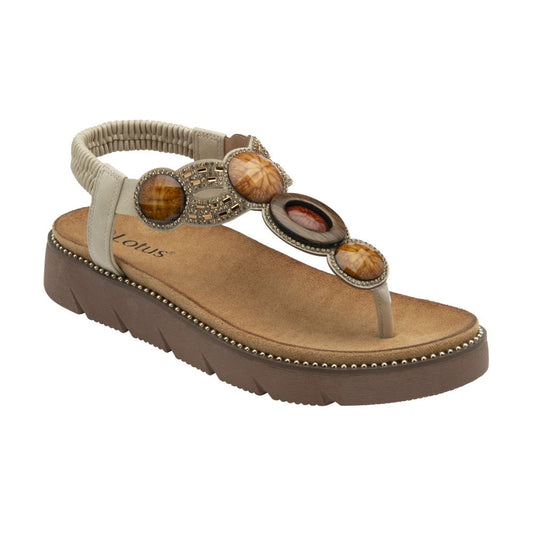 Lotus Alcina NATURAL Beaded Toe Post Sandal ULP318