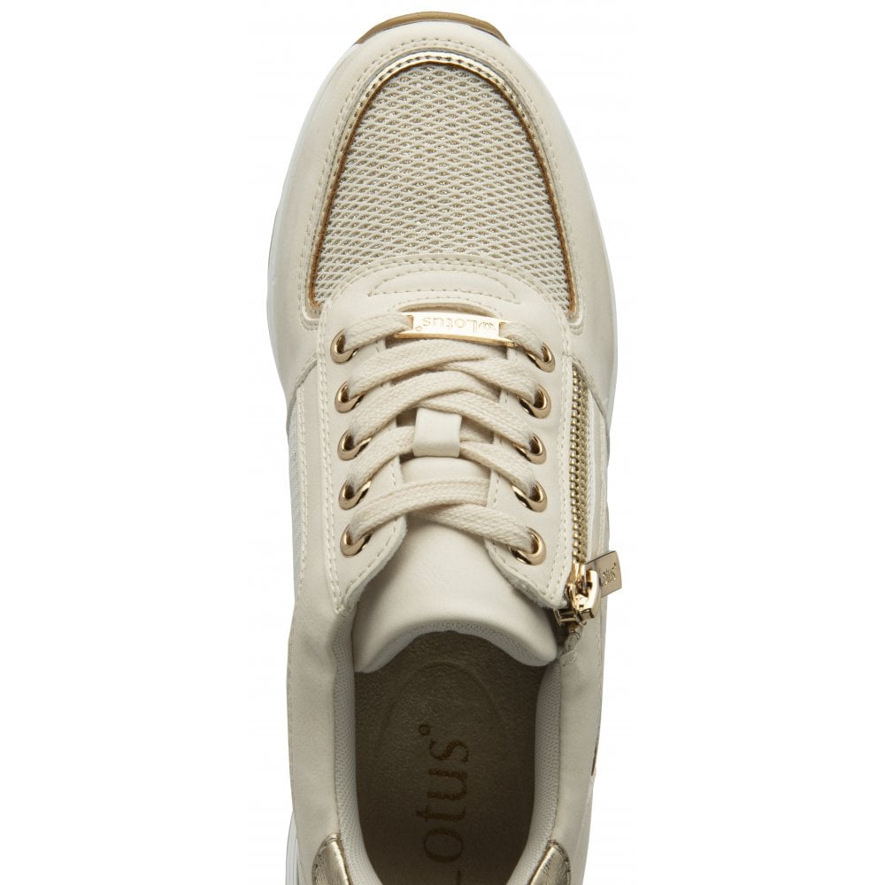 Lotus Tenno NATURAL Wedge Heel Trainer Style Shoe With Zip ULS576