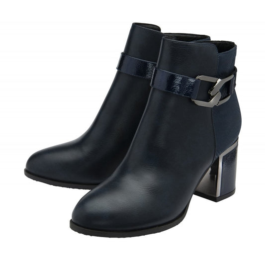 Lotus Adelaide NAVY Block Heel Dress Boot