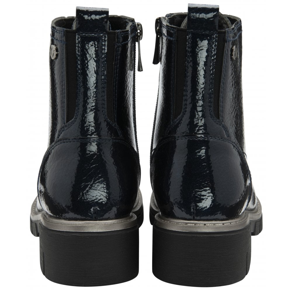 Lotus Jojo NAVY Patent Lace Up Ankle Boot With Zip ULB350