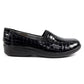 Lunar Nieve BLACK Croc Low Wedge Slip on Shoe FLN007BK