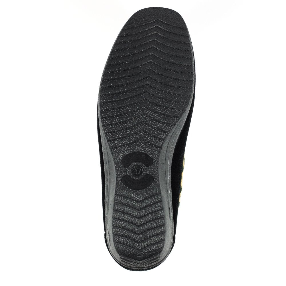 Lunar Paloma BLACK / Leopard Print Wedge Heel Slipper KLA005