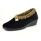Lunar Paloma BLACK / Leopard Print Wedge Heel Slipper KLA005