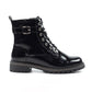 Lunar Boot Parlour Chunky Ankle Boot with Lace and Zip GLW030-BK BLACK PAT