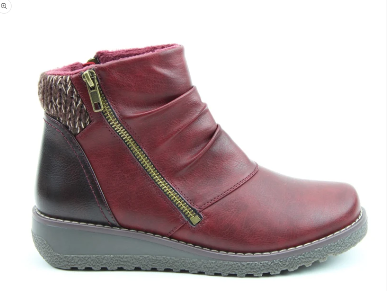 Heavenly Feet Perry RUBY Wedge Zip Vegan Friendly Ankle Boot