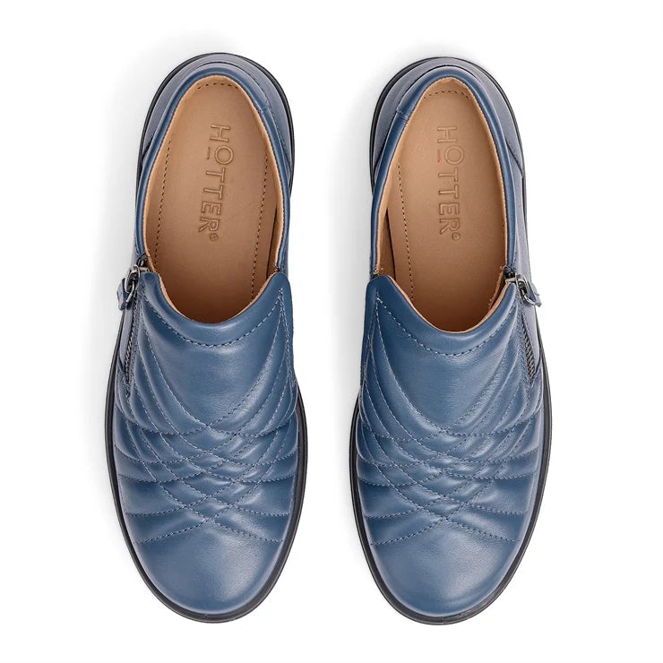 Hotter Poppy Wide Fit AQUATIC BLUE Zip Trainer Style Shoe