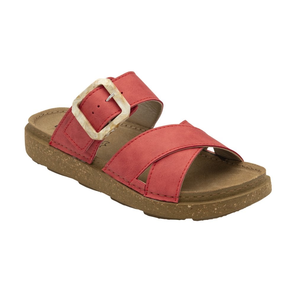 Lotus Comino RED Leather Insole Mule Sandal