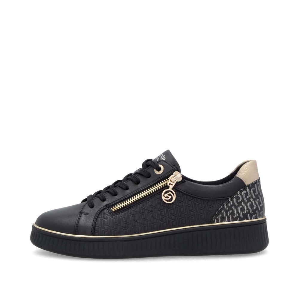 Remonte D2e00 BLACK Soft Leather Sneaker D2E00-03