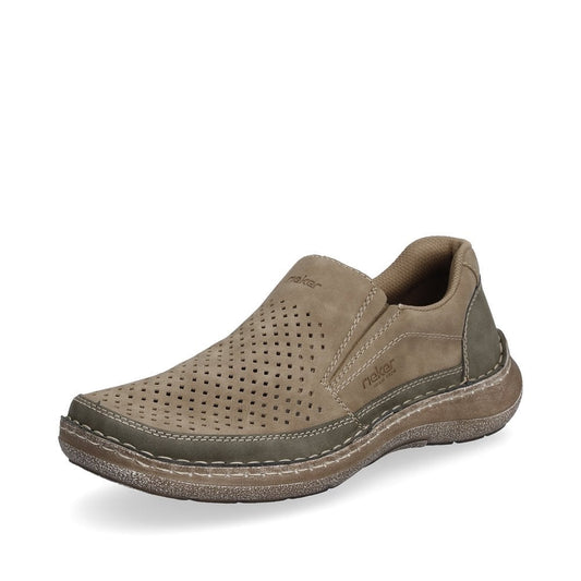 Rieker 03079 Tan Two Tone Perforated Slip On Shoe 03079-64