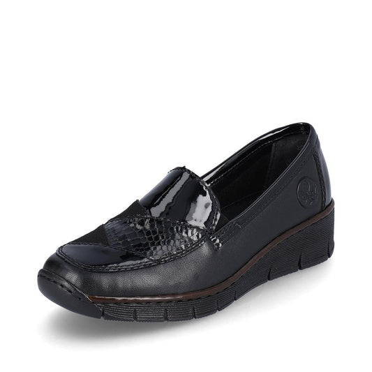 Rieker BLACK 53785-00 Slip on wedge shoe