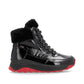 Rieker Evolution  W0063 BLACK Patent Leather Lace up and Zip Ankle Boot W0063-01