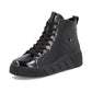 Rieker W0561 BLACK  Patent Lace Up Ankle Boot with Zip W0561-01
