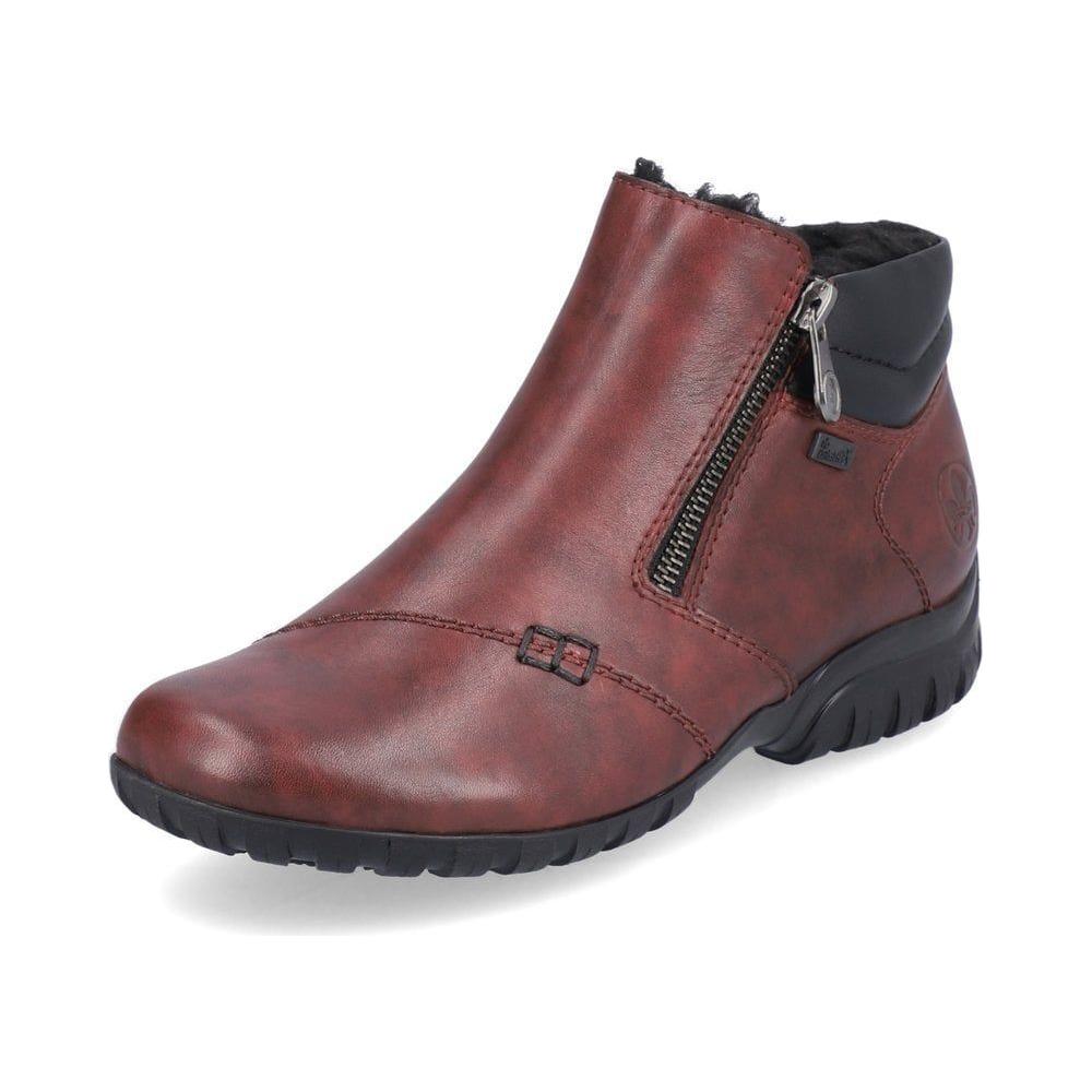 Rieker Ladies Boot L4655 RED Soft Leather Twin Zip Water repellent ank A.G. Meek